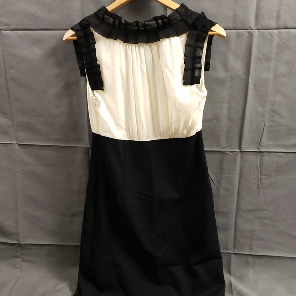 Taylor Black and Cream Work Dress Ruffled Collar - Picture 2 of 4